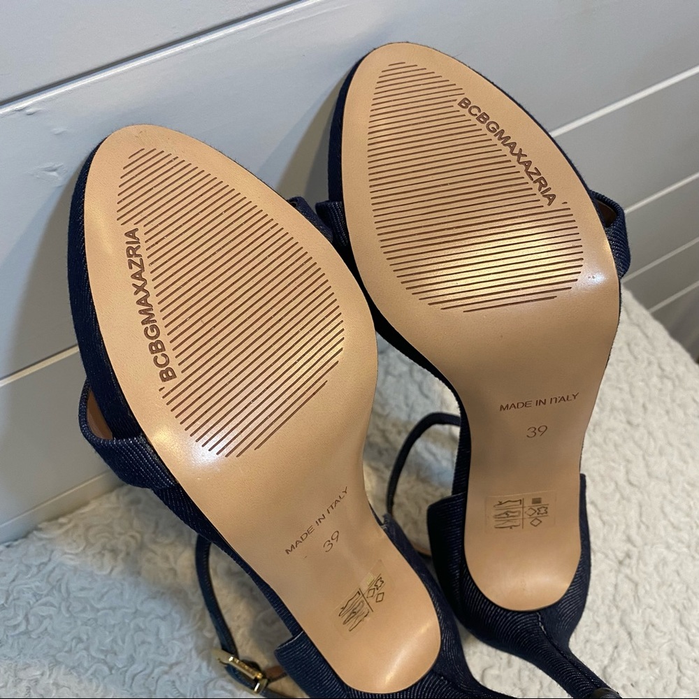 💕3/$50💕NWOT BcbgMaxAzria Denim Strap Heel Size 39 - Picture 5 of 14